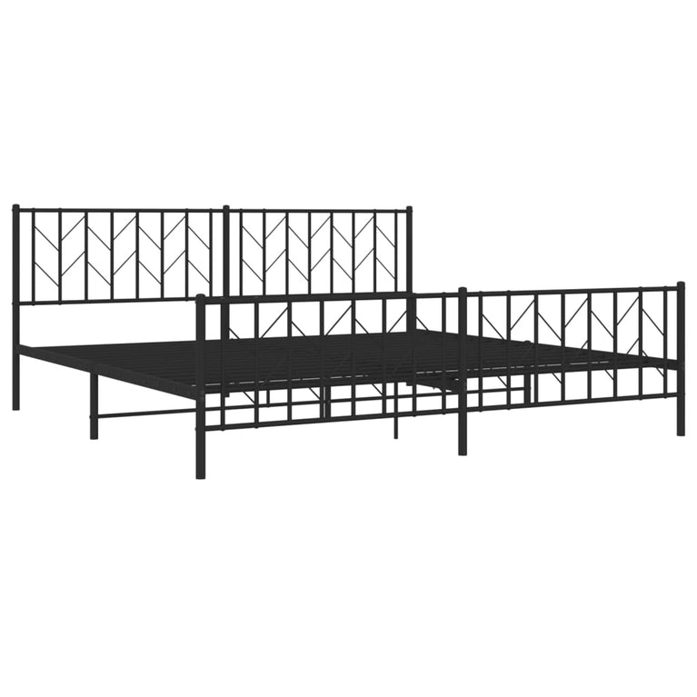 Bedframe met hoofd- en voeteneinde metaal zwart 200x200 cm