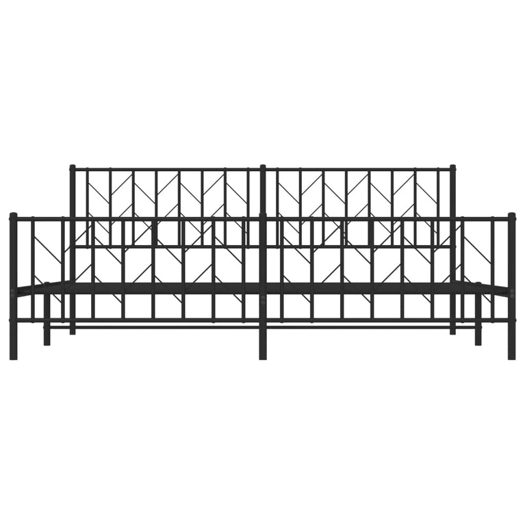 Bedframe met hoofd- en voeteneinde metaal zwart 200x200 cm