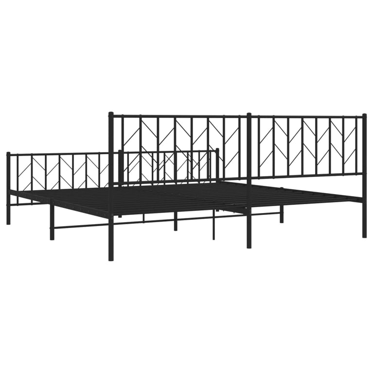 Bedframe met hoofd- en voeteneinde metaal zwart 200x200 cm