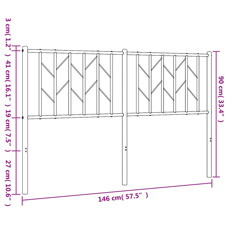 Hoofdbord 140 cm metaal zwart