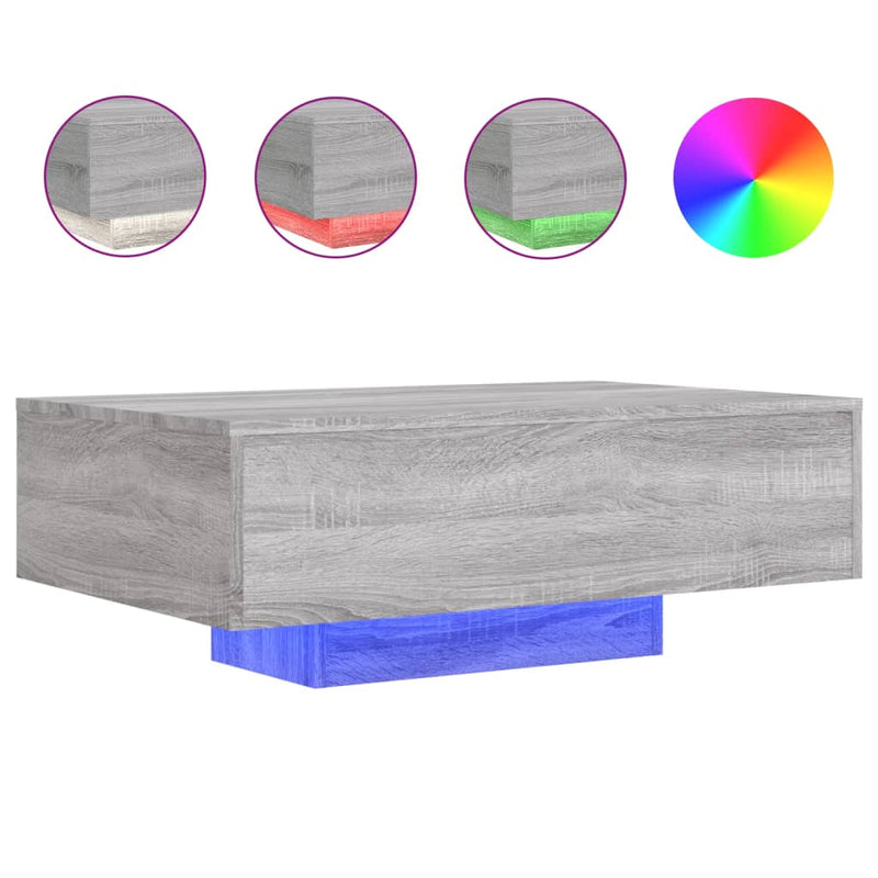 Salontafel met LED-verlichting 85x55x31 cm grijs sonoma eiken