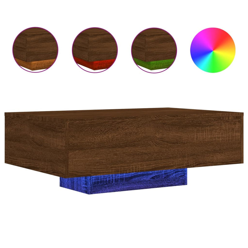 Salontafel met LED-verlichting 85x55x31 cm bruin eikenkleur