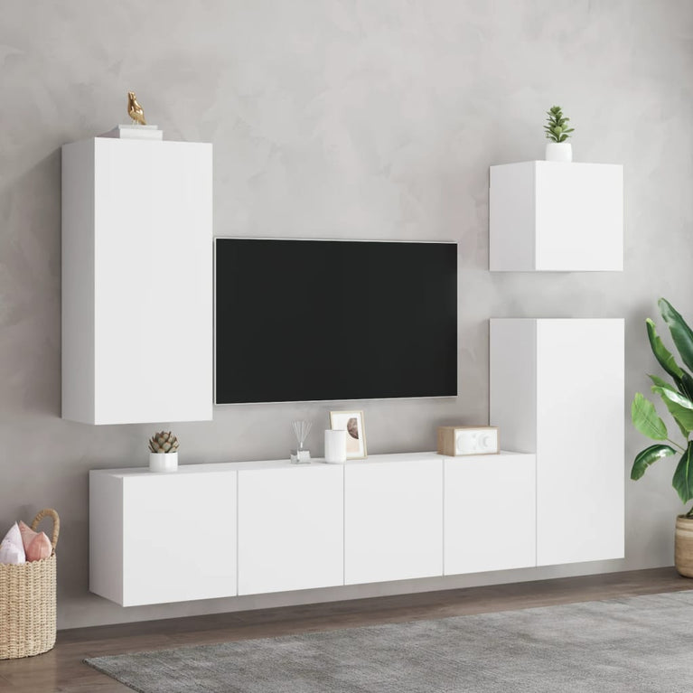 Tv-meubels 2 st wandgemonteerd 80x30x41 cm wit