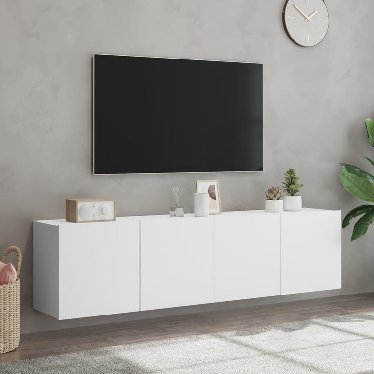 Tv-meubels 2 st wandgemonteerd 80x30x41 cm wit