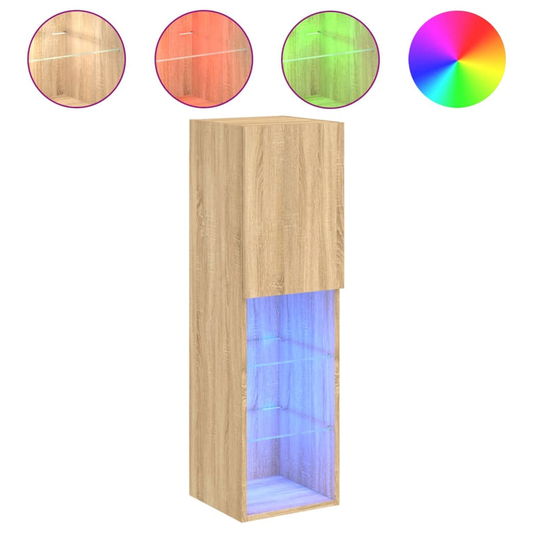 Tv-meubel met LED-verlichting 30,5x30x102 cm sonoma eikenkleur