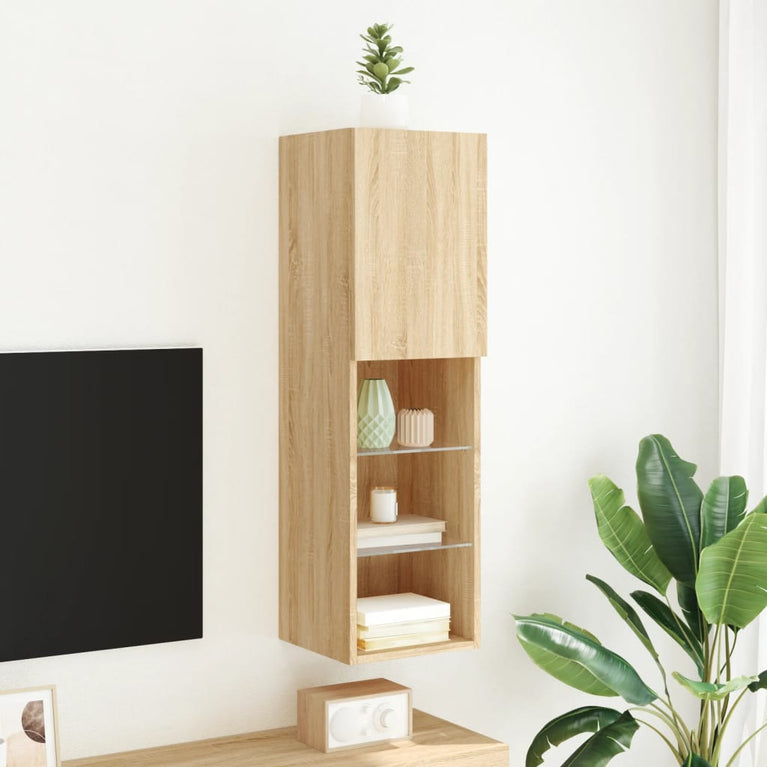 Tv-meubel met LED-verlichting 30,5x30x102 cm sonoma eikenkleur