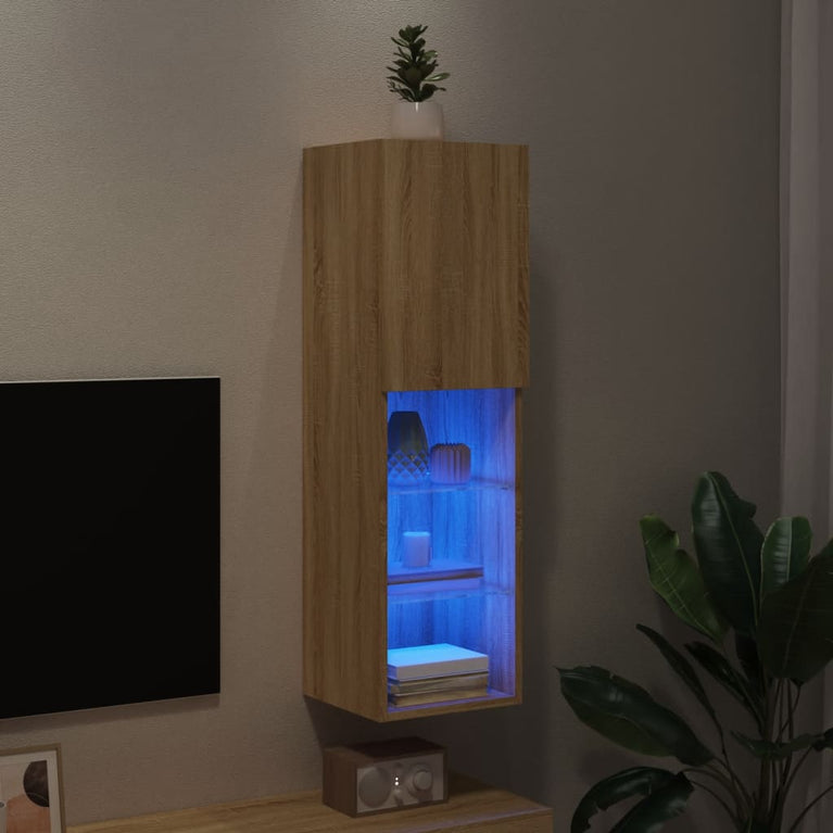 Tv-meubel met LED-verlichting 30,5x30x102 cm sonoma eikenkleur