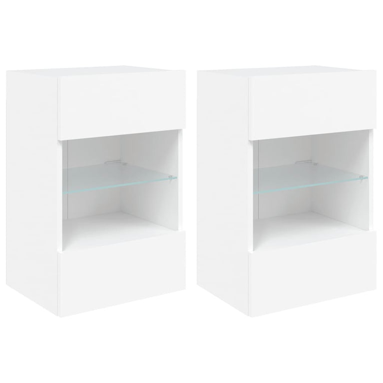 Tv-wandmeubels met LED-verlichting 2 st 40x30x60,5 cm wit