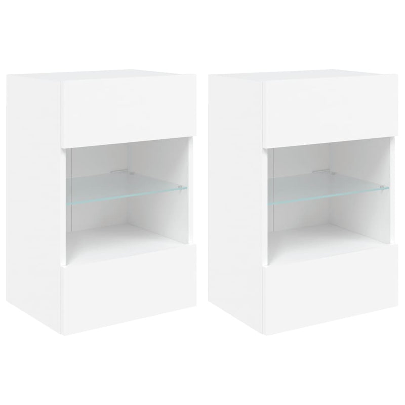 Tv-wandmeubels met LED-verlichting 2 st 40x30x60,5 cm wit