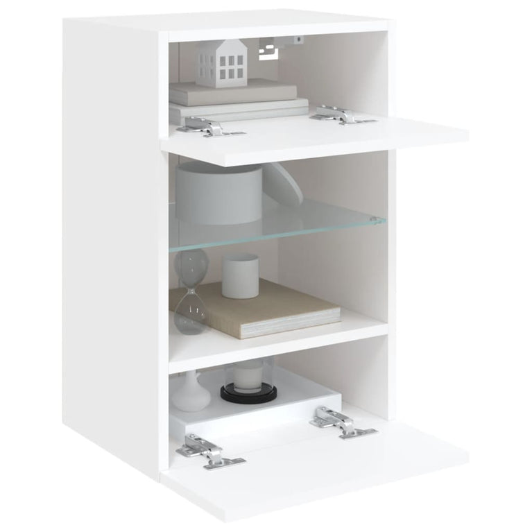Tv-wandmeubels met LED-verlichting 2 st 40x30x60,5 cm wit