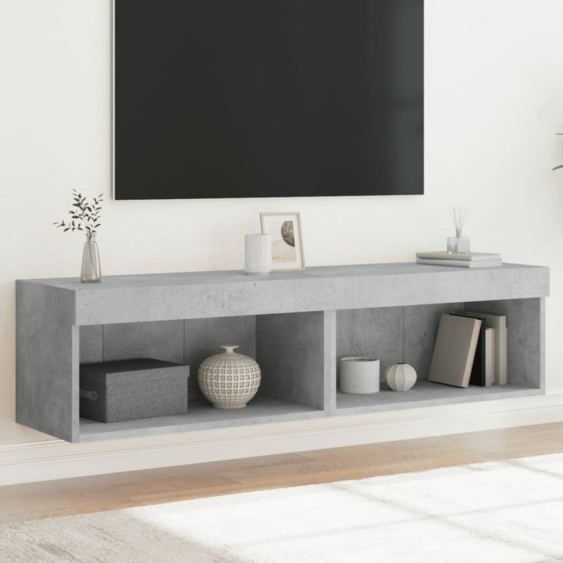 Tv-meubels met LED-verlichting 2 st 60x30x30 cm betongrijs