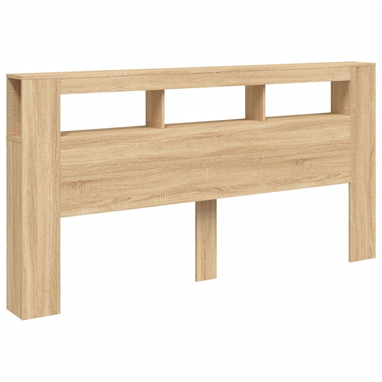 Hoofdbord met LED 200x18,5x103,5 cm bewerkt hout sonoma eiken