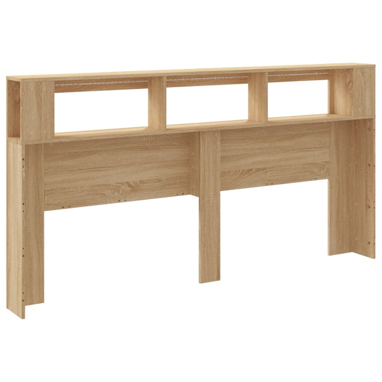 Hoofdbord met LED 200x18,5x103,5 cm bewerkt hout sonoma eiken