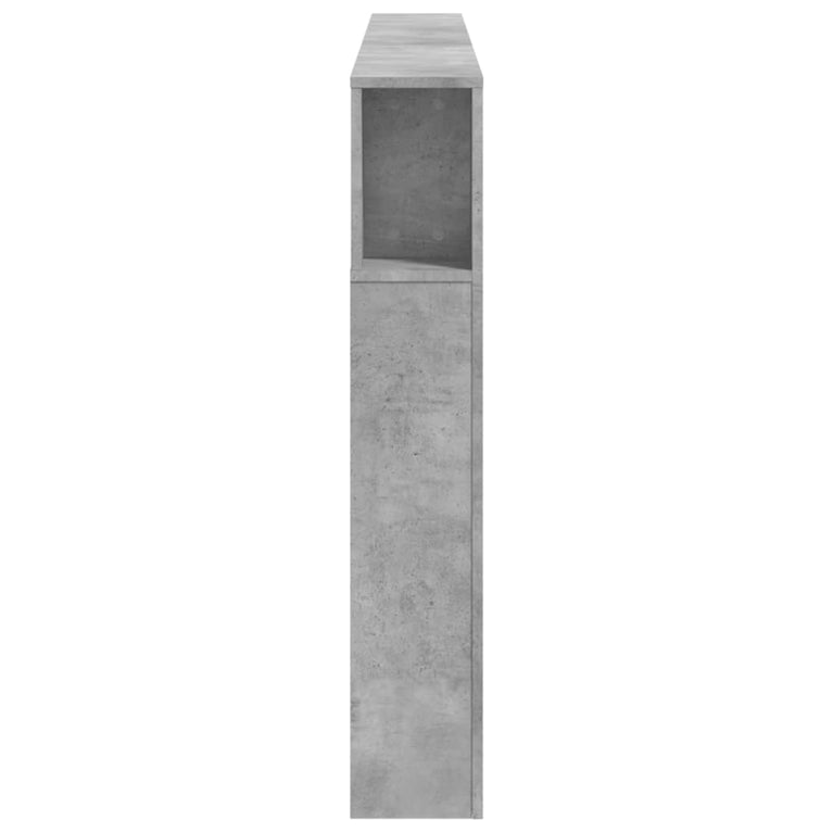 Hoofdeinde met LED 200x18,5x103,5 cm bewerkt hout betongrijs