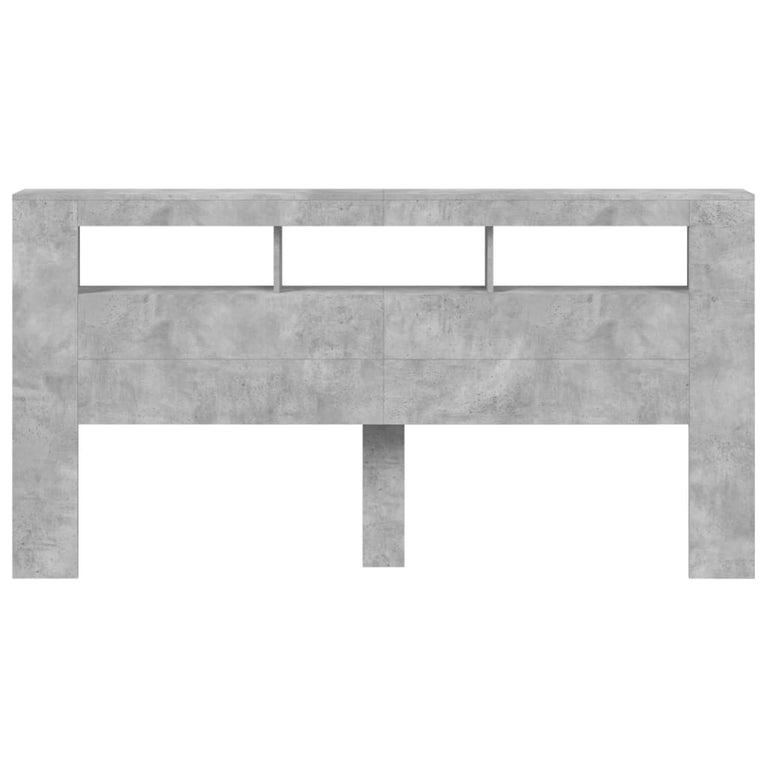 Hoofdeinde met LED 200x18,5x103,5 cm bewerkt hout betongrijs