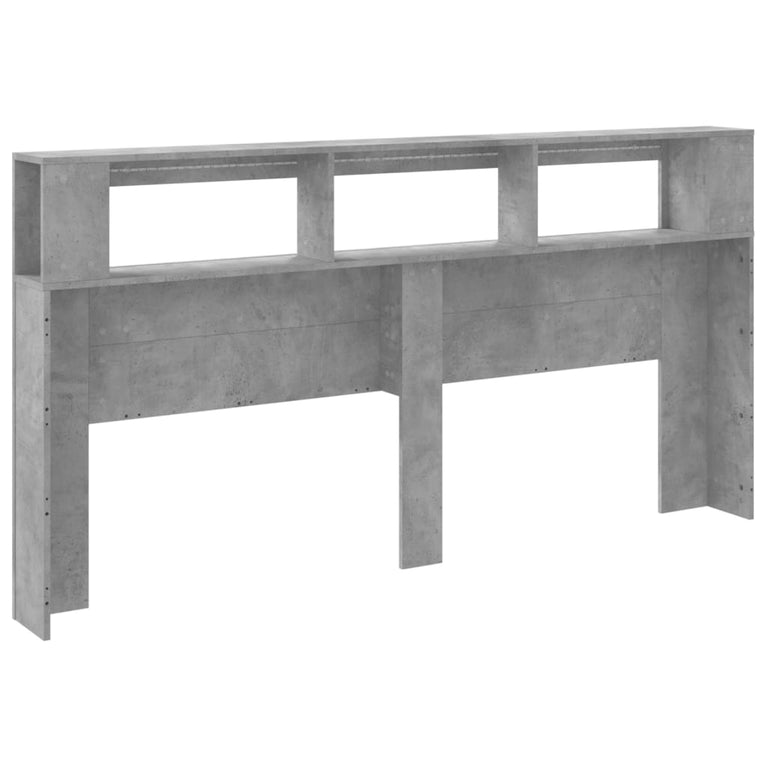 Hoofdeinde met LED 200x18,5x103,5 cm bewerkt hout betongrijs