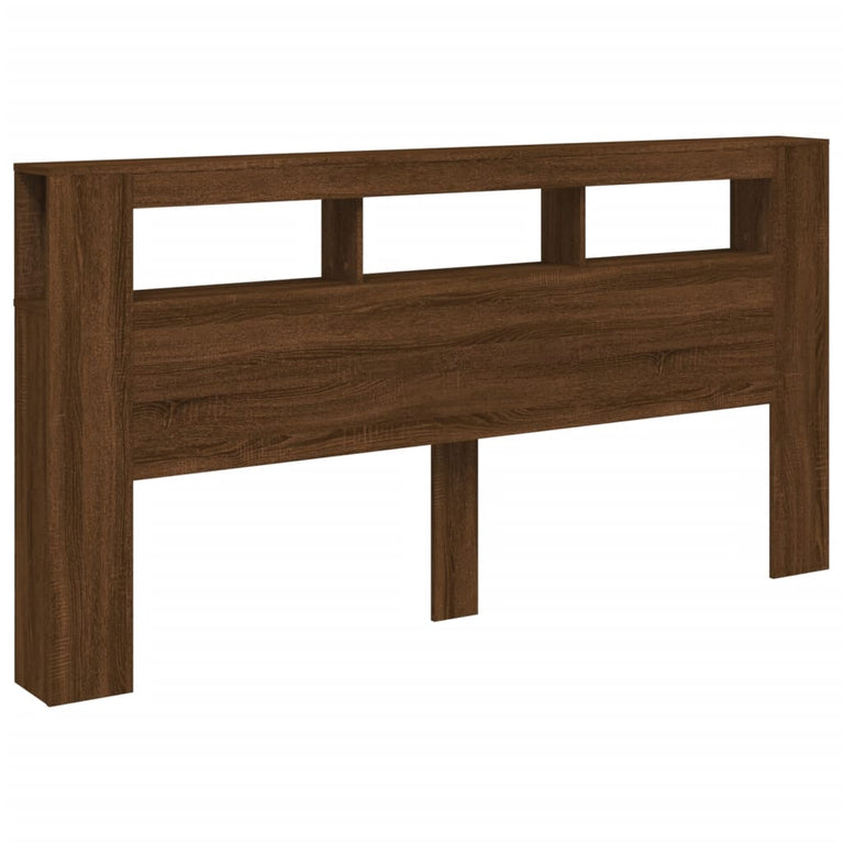 Hoofdeinde met LED 200x18,5x103,5 cm bewerkt hout bruineiken