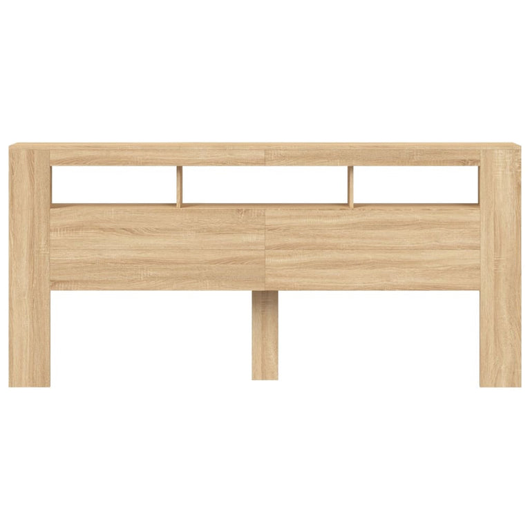 Hoofdbord met LED 220x18,5x103,5 cm bewerkt hout sonoma eiken
