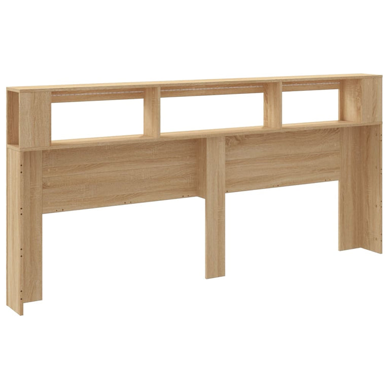 Hoofdbord met LED 220x18,5x103,5 cm bewerkt hout sonoma eiken