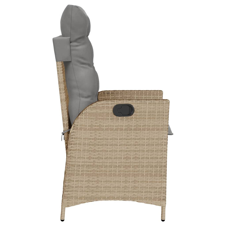 Tuinstoelen 2 st verstelbaar kussens poly rattan gemengd beige