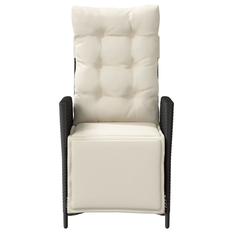 Tuinstoel verstelbaar met voetensteun poly rattan zwart