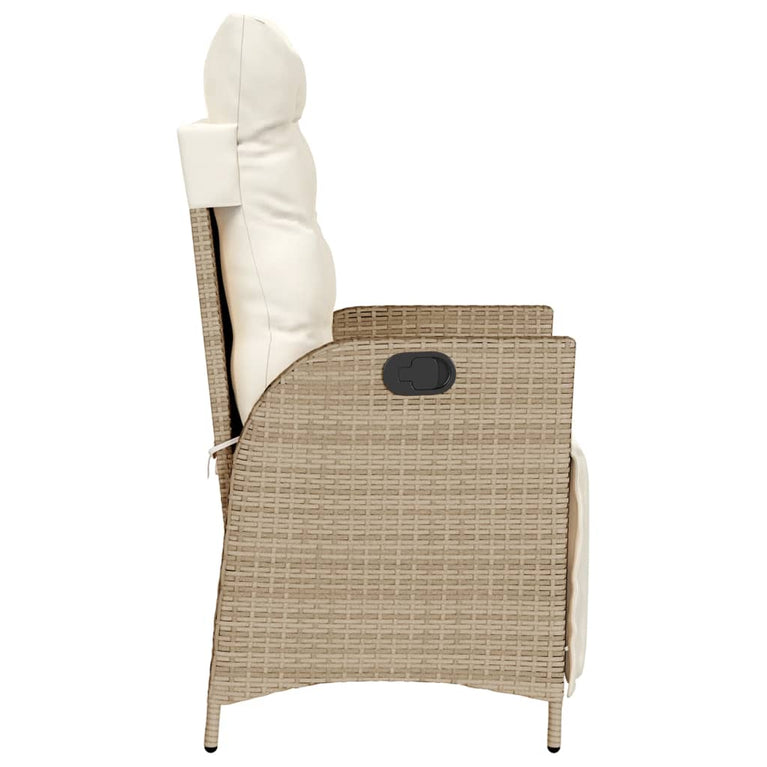 Tuinstoel verstelbaar met voetensteun poly rattan beige