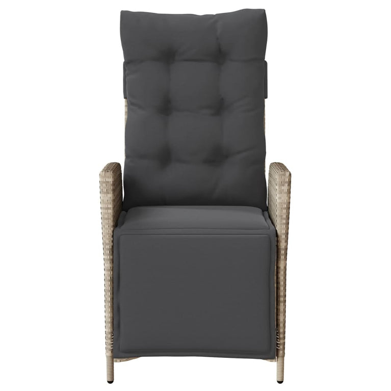 Tuinstoel verstelbaar met voetensteun poly rattan lichtgrijs