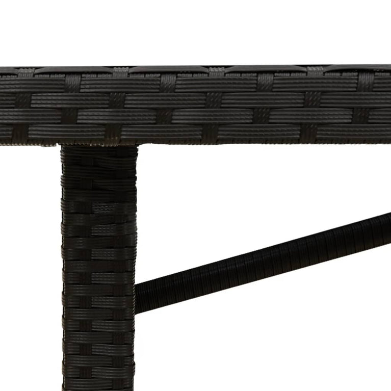 Tuintafel met glazen blad 190x80x74 cm poly rattan zwart