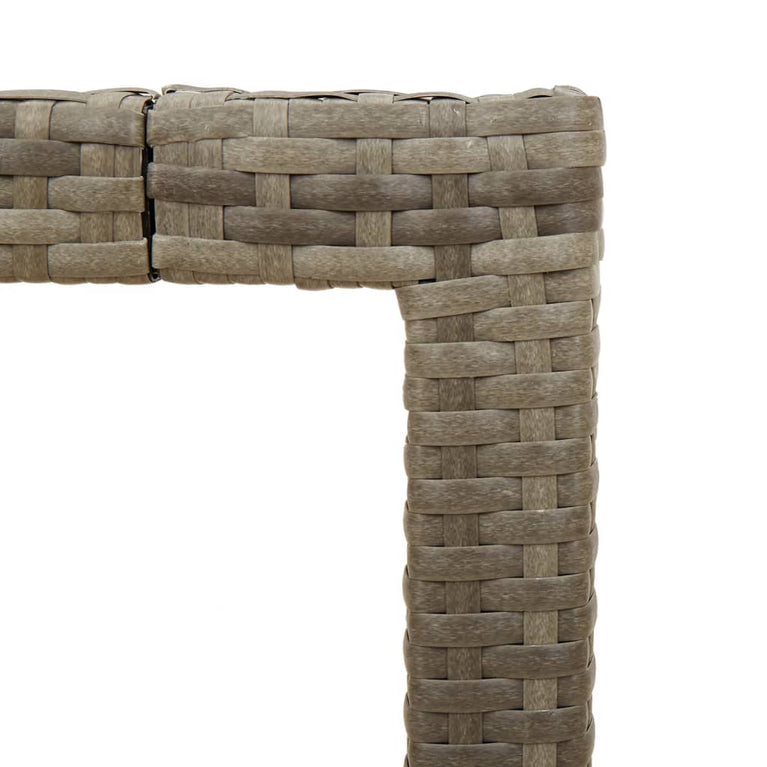 Tuintafel met glazen blad 190x90x75 cm poly rattan grijs