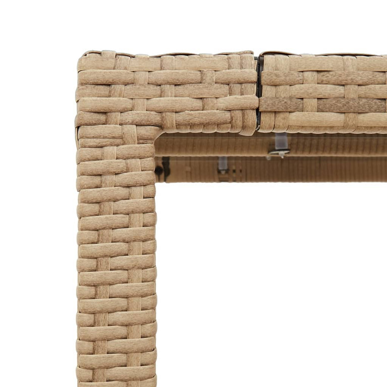 Tuintafel met glazen blad 190x90x75 cm poly rattan beige