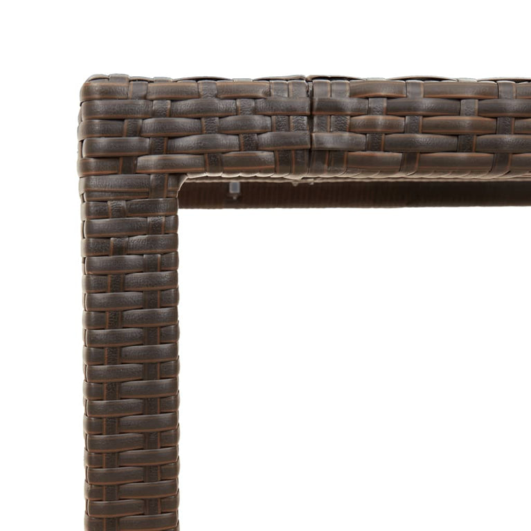 Tuintafel met glazen blad 190x90x75 cm poly rattan bruin