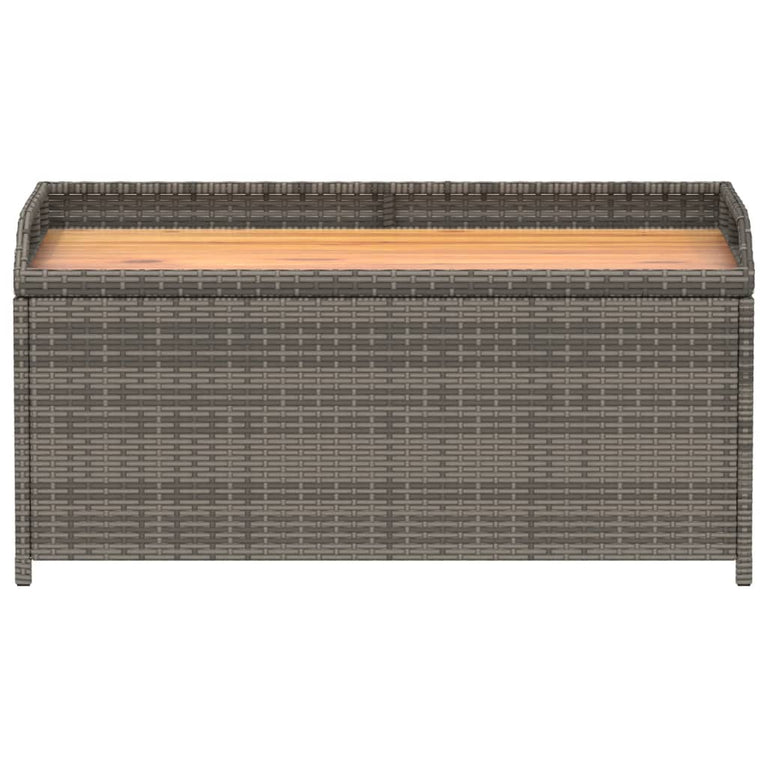 Opbergbank 100x50x52 cm poly rattan en acaciahout grijs