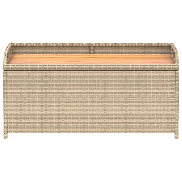 Opbergbankje 100x50x52 cm poly rattan acaciahout gemengd beige