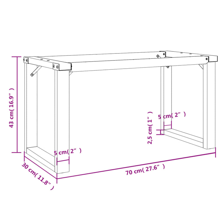 Salontafelpoten O-frame 70x30x43 cm gietijzer