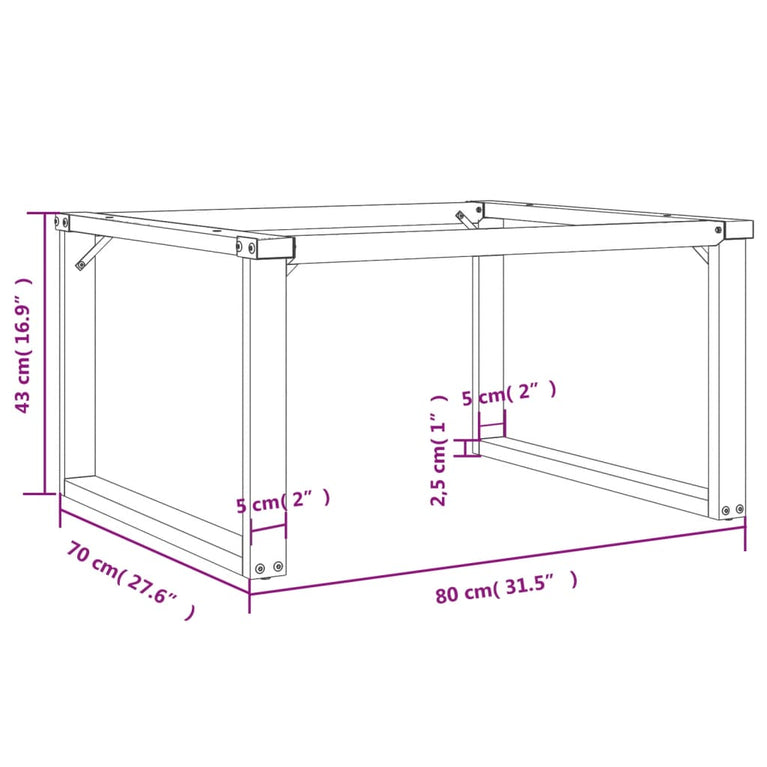 Salontafelpoten O-frame 80x70x43 cm gietijzer