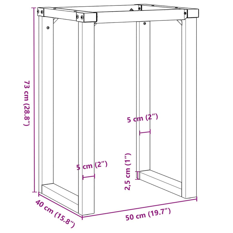 Eettafelpoten O-frame 50x40x73 cm gietijzer