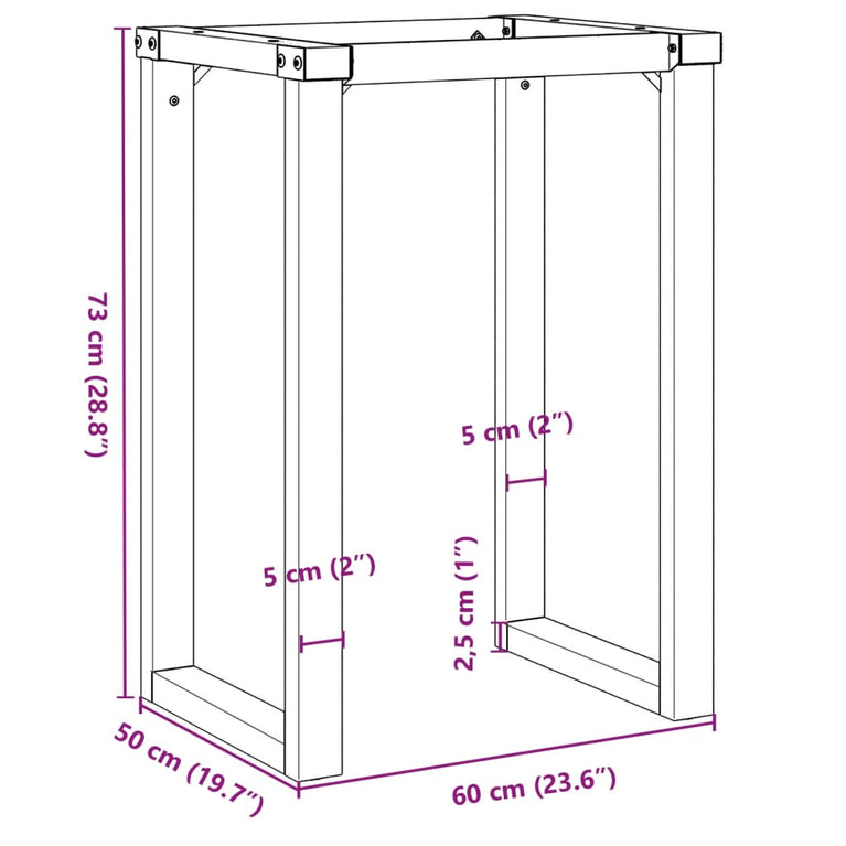 Eettafelpoten O-frame 60x50x73 cm gietijzer