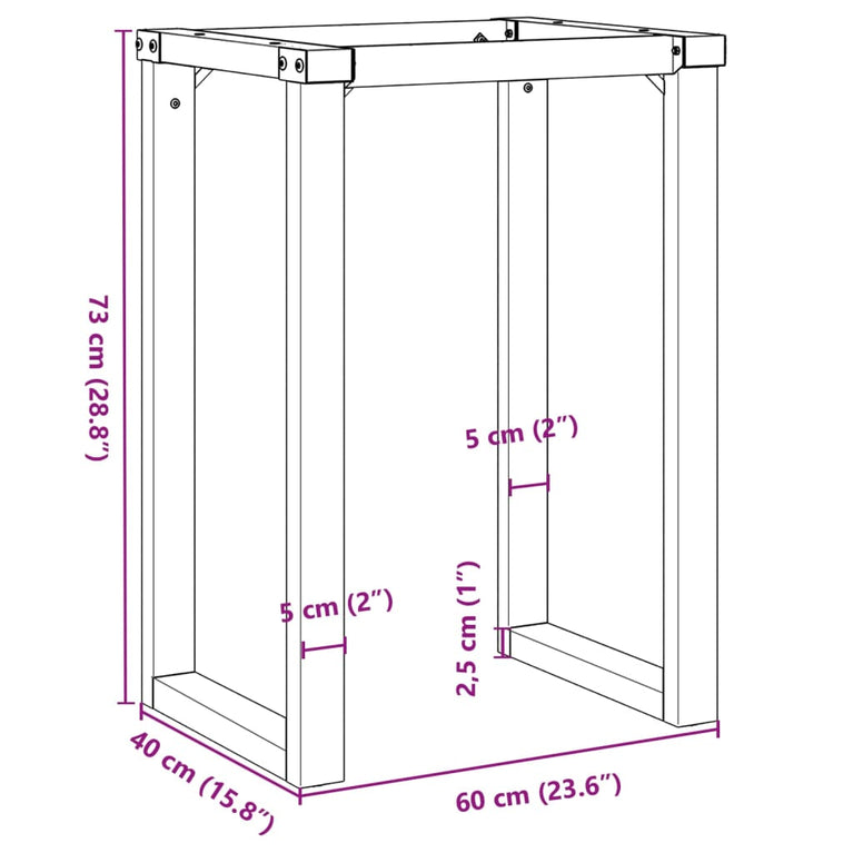 Eettafelpoten O-frame 60x40x73 cm gietijzer