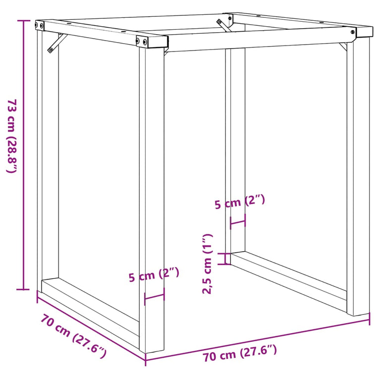 Eetfelpoten O-frame 70x70x73 cm gietijzer