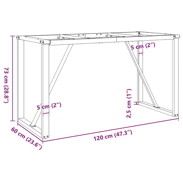 Eettafelpoten O-frame 120x60x73 cm gietijzer