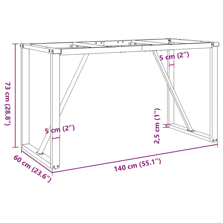 Eettafelpoten O-frame 140x60x73 cm gietijzer