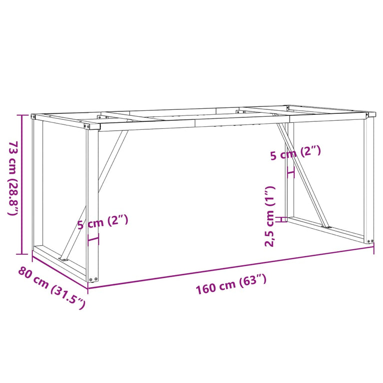 Eettafelpoten O-frame 160x80x73 cm gietijzer