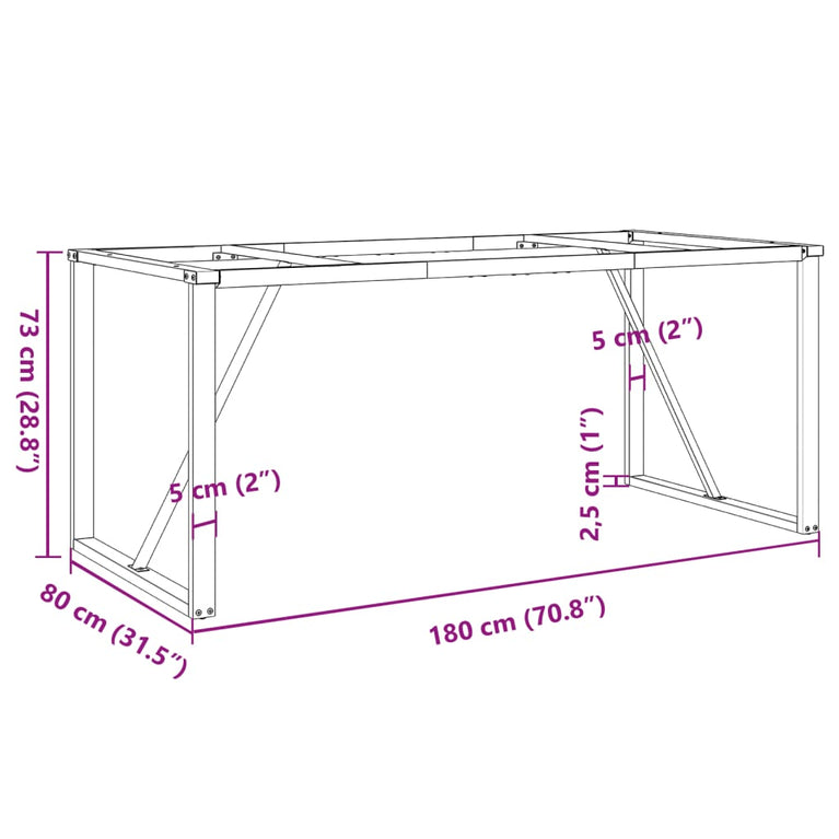 Eettafelpoten O-frame 180x80x73 cm gietijzer