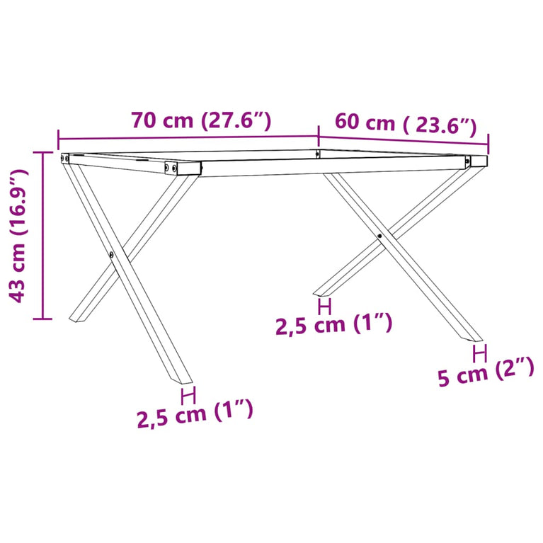 Salontafelpoten X-frame 70x60x43 cm gietijzer