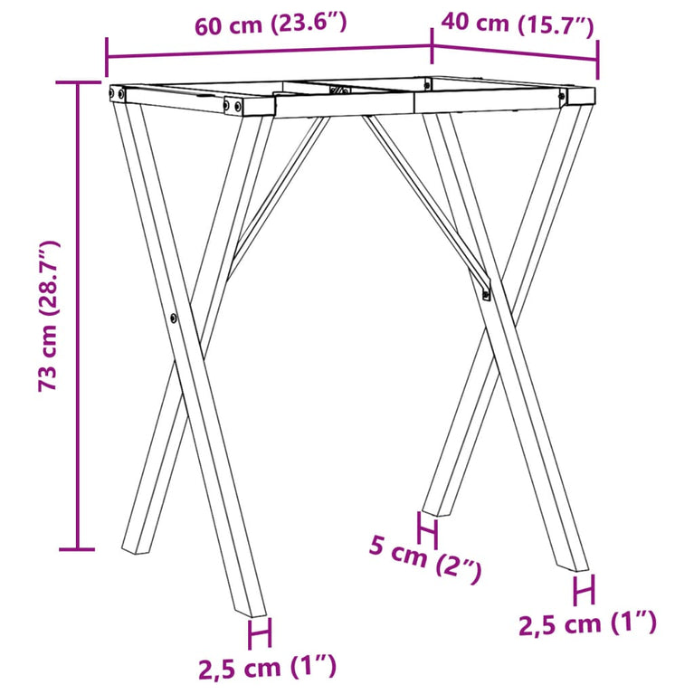 Eettafelpoten X-frame 60x40x73 cm gietijzer