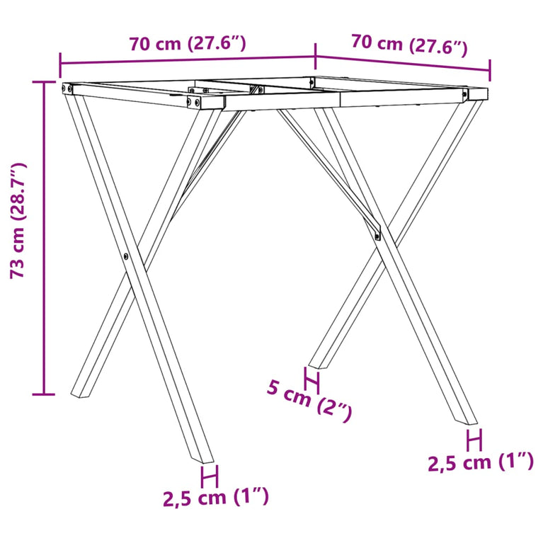 Eettafelpoten X-frame 70x70x73 cm gietijzer