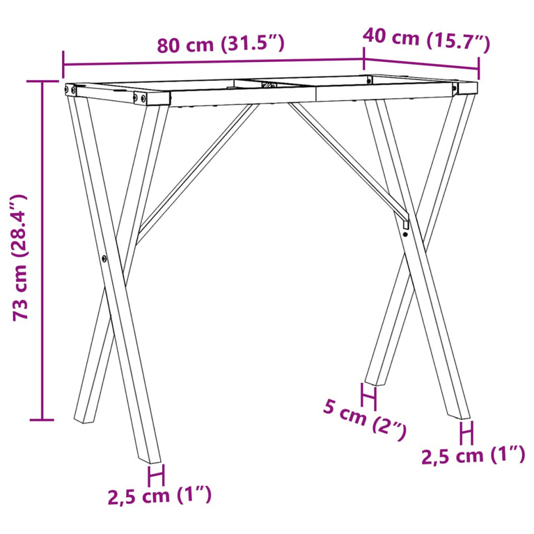 Eettafelpoten X-frame 80x40x73 cm gietijzer