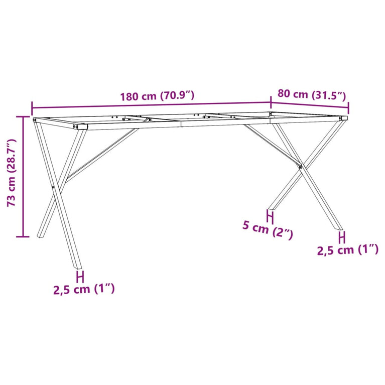 Eettafelpoten X-frame 180x80x73 cm gietijzer