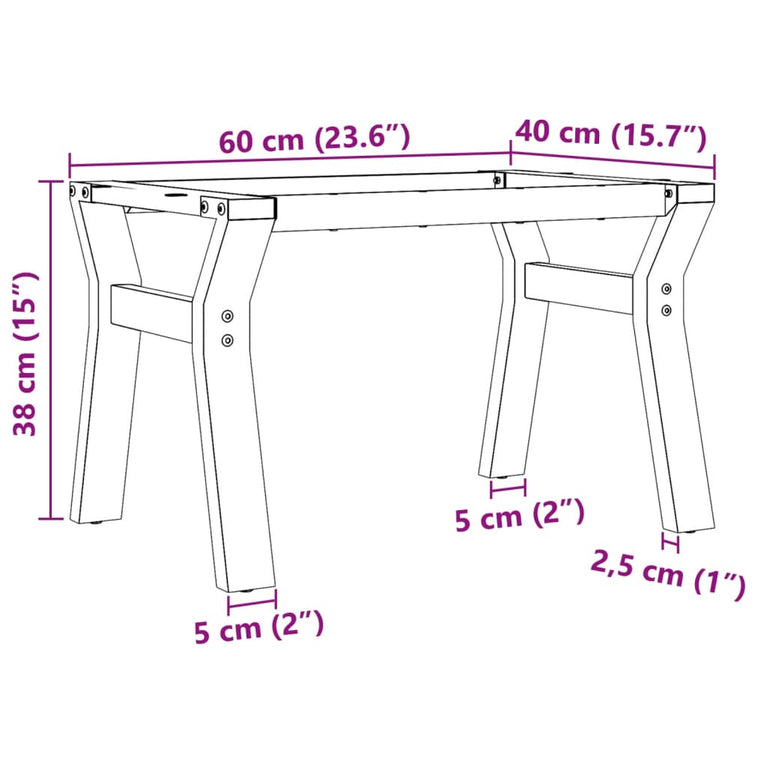 Salontafelpoten Y-frame 60x40x38 cm gietijzer