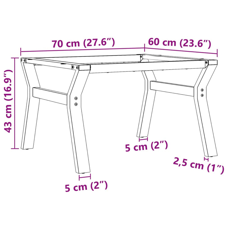 Salontafelpoten Y-frame 70x60x43 cm gietijzer